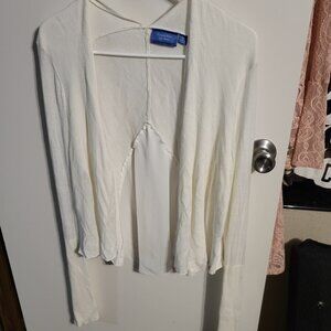 EUC SIMPLY VERA, VERA WANG FLOWY WHITE GAUZE CARDIGAN SZ XL